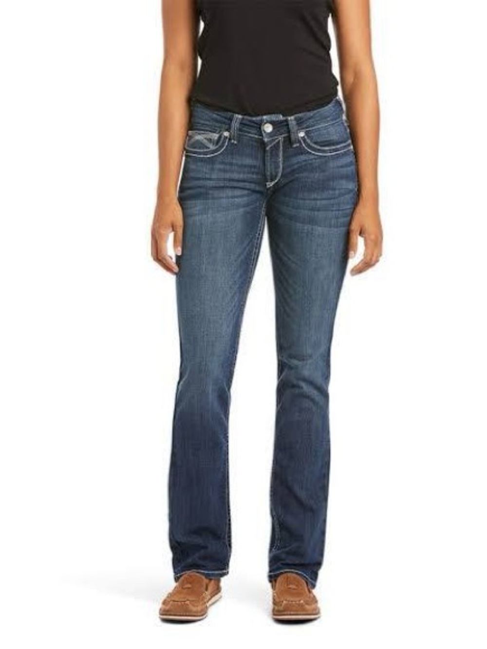 Ariat Real Jeans Women 25s Mid Rise Straight Leg Stretch Zip Fly Light Wash